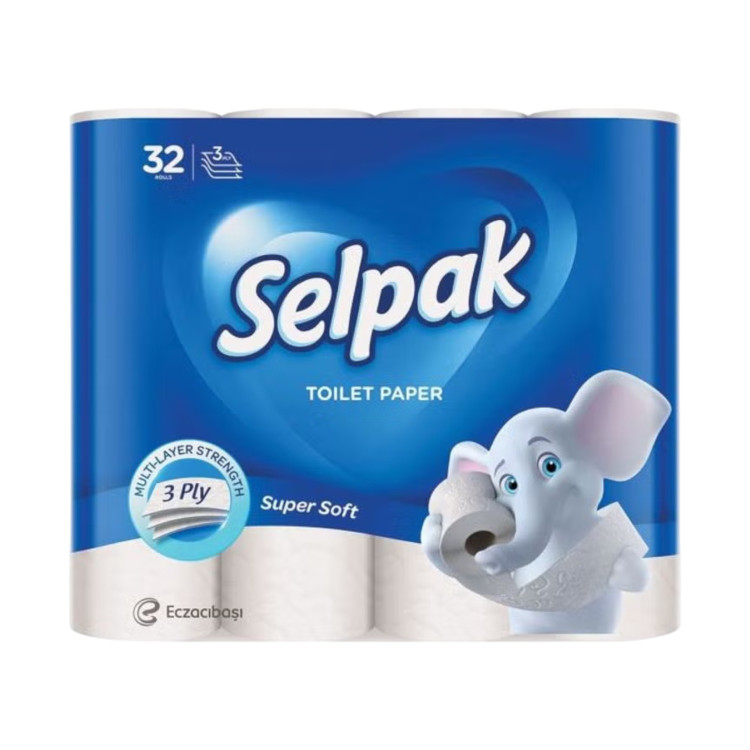 SELPAK тоалетна хартия,Бяла, без аромат, 32 броя х 85гр