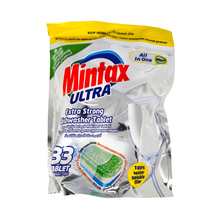 MINTAX таблетки за съдомиялна машина, Ултра, Всичко в едно, 33 броя