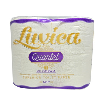 LUXICA тоалетна хартия, Quartet, 4 броя, 4 пласта, 100% Целулоза, 1 килограм LUXICA тоалетна хартия, Quartet, 4 броя, 4 пласта, 100% Целулоза, 1 килограм