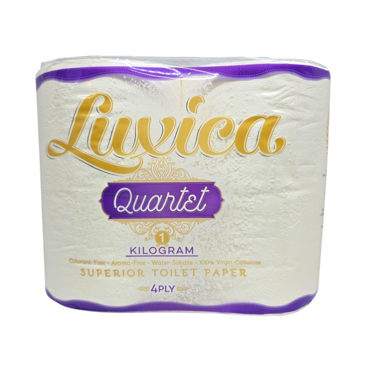 LUXICA тоалетна хартия, Quartet, 4 броя, 4 пласта, 100% Целулоза, 1 килограм LUXICA тоалетна хартия, Quartet, 4 броя, 4 пласта, 100% Целулоза, 1 килограм
