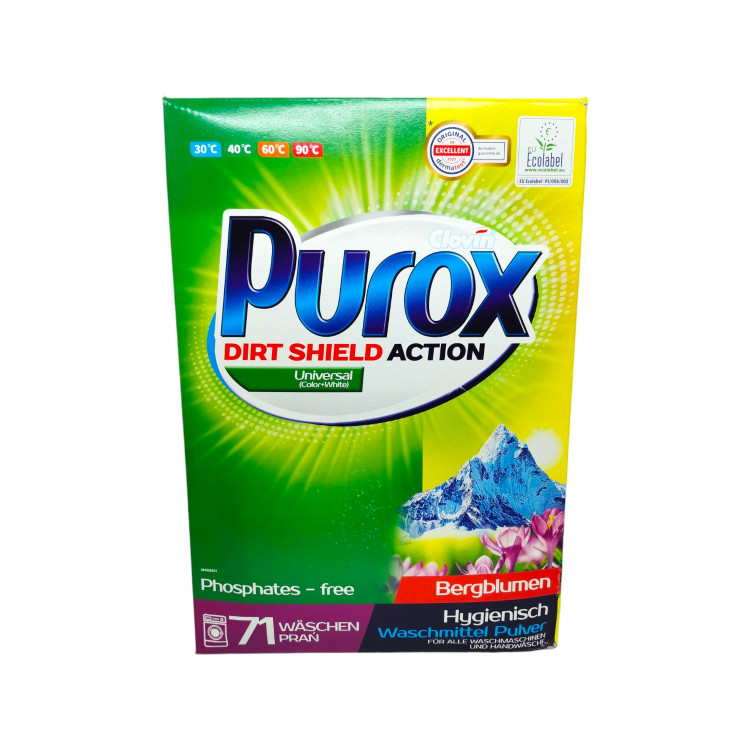 PUROX прах за пране, 5кг, 71 пранета, Универсално пране