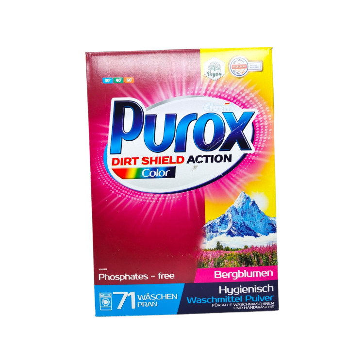 PUROX прах за пране, 5кг, 71 пранета, Цветно пране