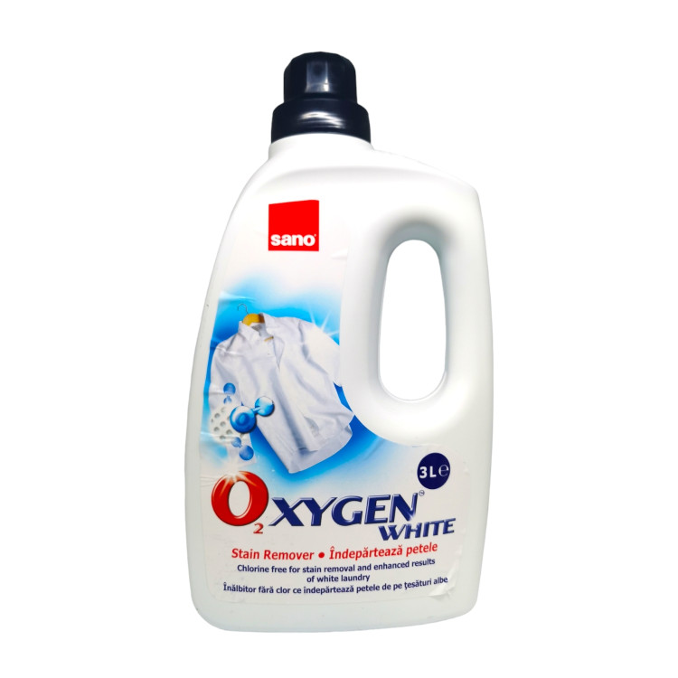SANO течен препарат против петна от бели дрехи, Oxygen white, 3 литра