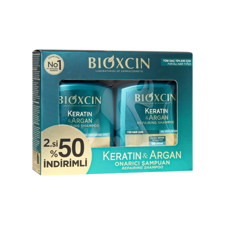 BIOXCIN шампоан за коса, 2х300мл, Keratin & Argan