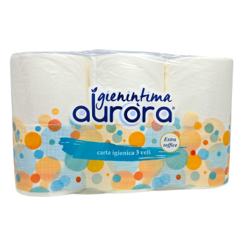 AURORA тоалетна хартия, Бяла, Без аромат, 6 броя х 200гр AURORA тоалетна хартия, Бяла, Без аромат, 6 броя х 200гр