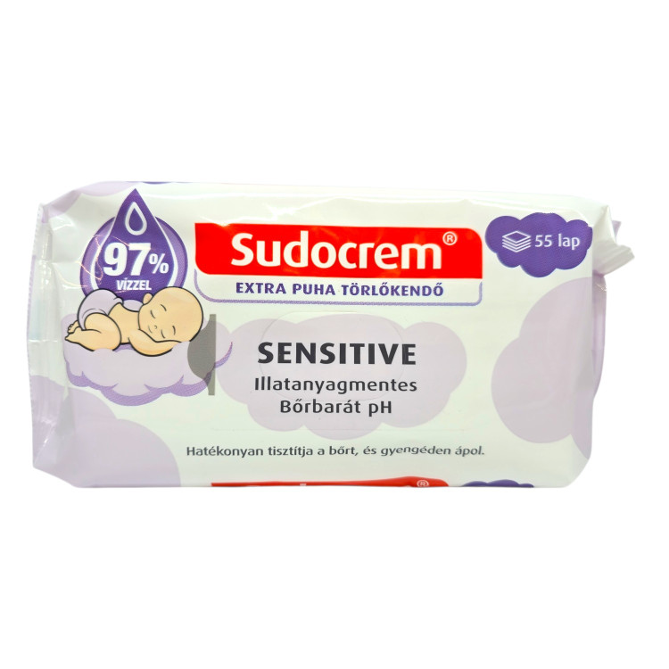 SUDOCREM Бебешки мокри кърпички Extra Soft Sensitive, 55 бр.