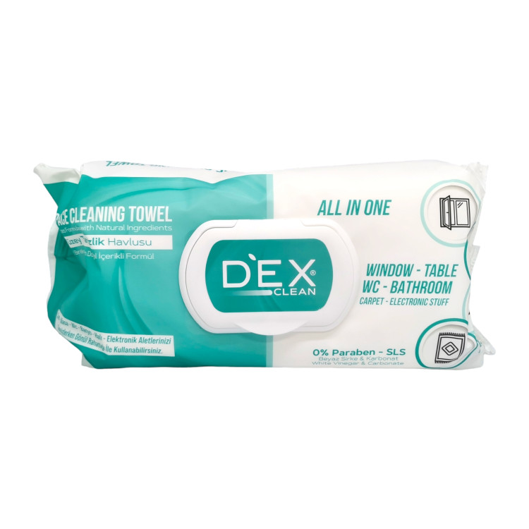 DEX универсални санитарни мокри кърпи с бял сапун, За почистване на повърхности, 1кг, 100 броя 