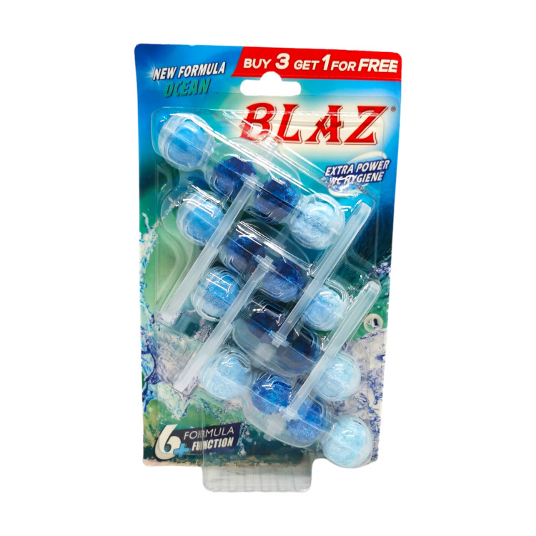 BLAZ ароматизатор за тоалетна чиния, Синя вода, 4 броя, Океан