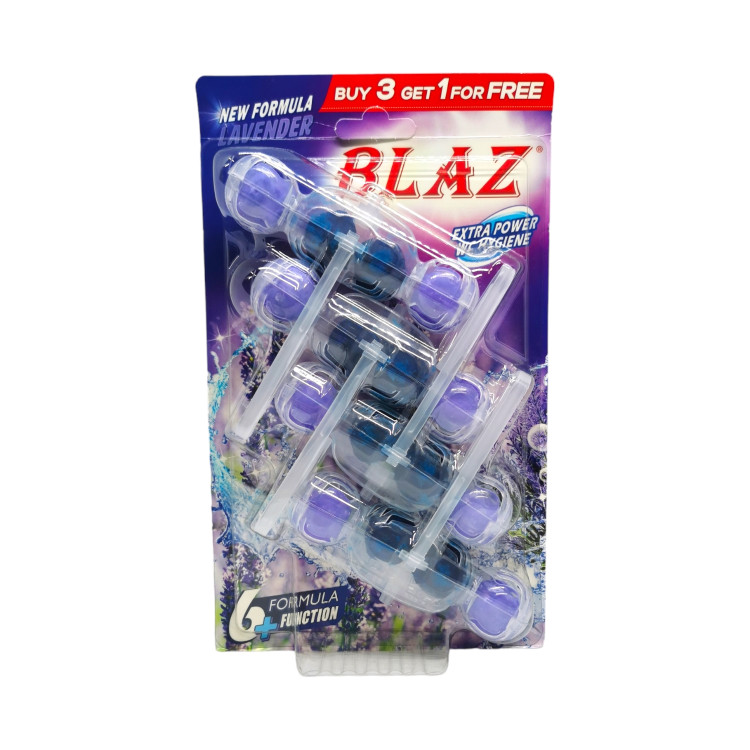 BLAZ ароматизатор за тоалетна чиния, Синя вода, 4 броя, Лавандула