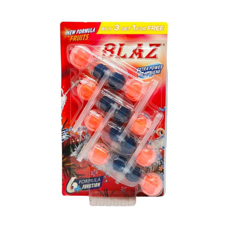 BLAZ ароматизатор за тоалетна чиния, Синя вода, 4 броя, Fruits