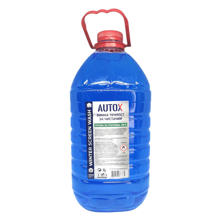 AUTOX зимна течност за чистачки, Готова за употреба, -20 градуса, 5 литра