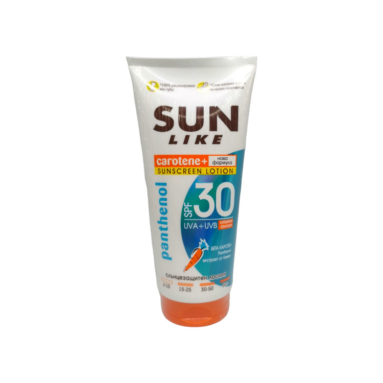 SUN LIKE слънцезащитен лосион, Panthenol, Туба, SPF 30, 200мл