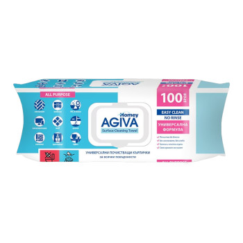 AGIVA универсални почистващи мокри кърпи, 100 броя AGIVA универсални почистващи мокри кърпи, 100 броя