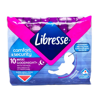 LIBRESSE дамски превръзки, Maxi Goodnight, 10 броя