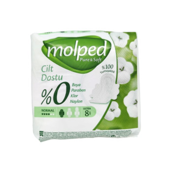MOLPED дамски превръзки, Памук, Normal, 8 броя MOLPED дамски превръзки, Памук, Normal, 8 броя