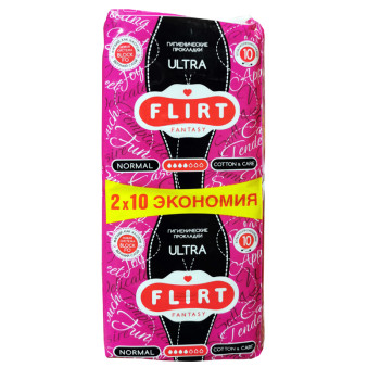 FLIRT дамски превръзки ultra, Normal, Cotton & Care, 20 броя