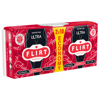 FLIRT дамски превръзки ultra, Нормал, Soft & dry, 20 броя FLIRT дамски превръзки ultra, Нормал, Soft & dry, 20 броя