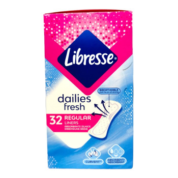 LIBRESSE ежедневни дамски превръзки, Dailies fresh, Regular liners, 32 броя