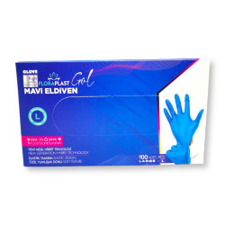 FLORA PLAST еднократни ръкавици, Сини, Hybrid, Размер L, 100 броя
