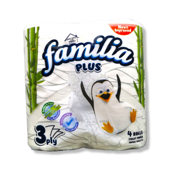 FAMILIA тоалетна хартия, Бяла, Без аромат, 4 броя FAMILIA тоалетна хартия, Бяла, Без аромат, 4 броя