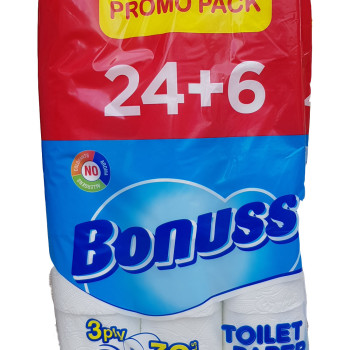 BONUSS тоалетна хартия, 30 броя х 65гр