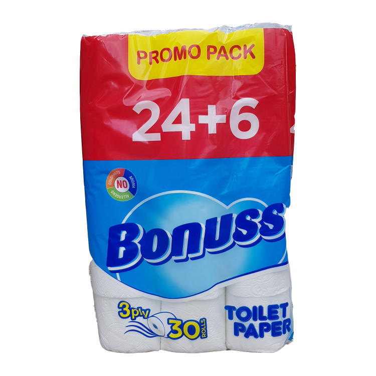 BONUSS тоалетна хартия, 30 броя х 65гр