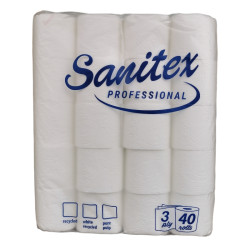 SANITEX тоалетна хартия, 100% целулоза, 3 пласта, 40 броя х 65гр