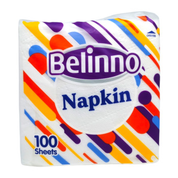 BELINNO салфетки, Трапезни, Бели, 250гр, 100 броя BELINNO салфетки, Трапезни, Бели, 250гр, 100 броя