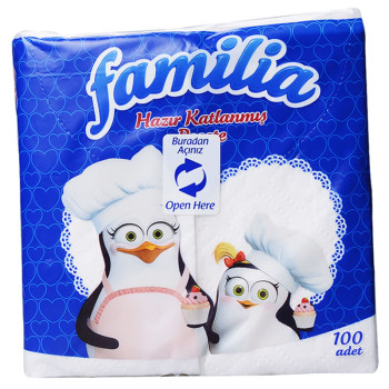 FAMILIA салфетки, Сгънати, 100броя FAMILIA салфетки, Сгънати, 100броя
