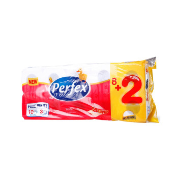 PERFEX тоалетна хартия, 3 пласта, без аромат, 10броя
