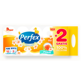 PERFEX тоалетна хартия, 3 пласта, Праскова, 10броя