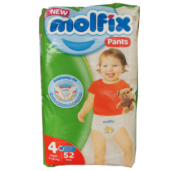 MOLFIX pants бебешки гащи 4, 52 броя, 9-14кг MOLFIX pants бебешки гащи 4, 52 броя, 9-14кг