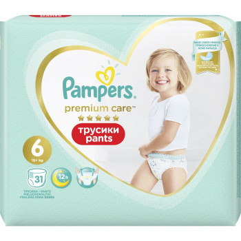 PAMPERS premium care pants бебешки гащи, номер 6, 31 броя PAMPERS premium care pants бебешки гащи, номер 6, 31 броя