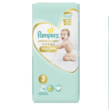 PAMPERS premium care pants бебешки гащи, номер 3, 48 броя PAMPERS premium care pants бебешки гащи, номер 3, 48 броя