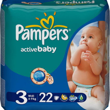 Бебешки пелени, Pampers Active-Baby, 3 22броя