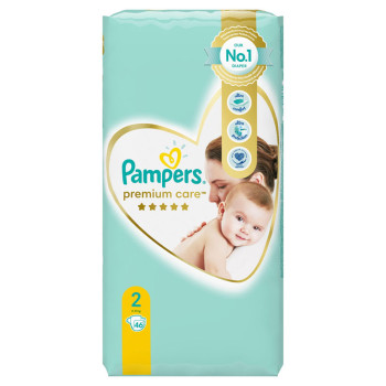 PAMPERS premium care бебешки пелени, номер 2, 4-8кг, 46броя PAMPERS premium care бебешки пелени, номер 2, 4-8кг, 46броя