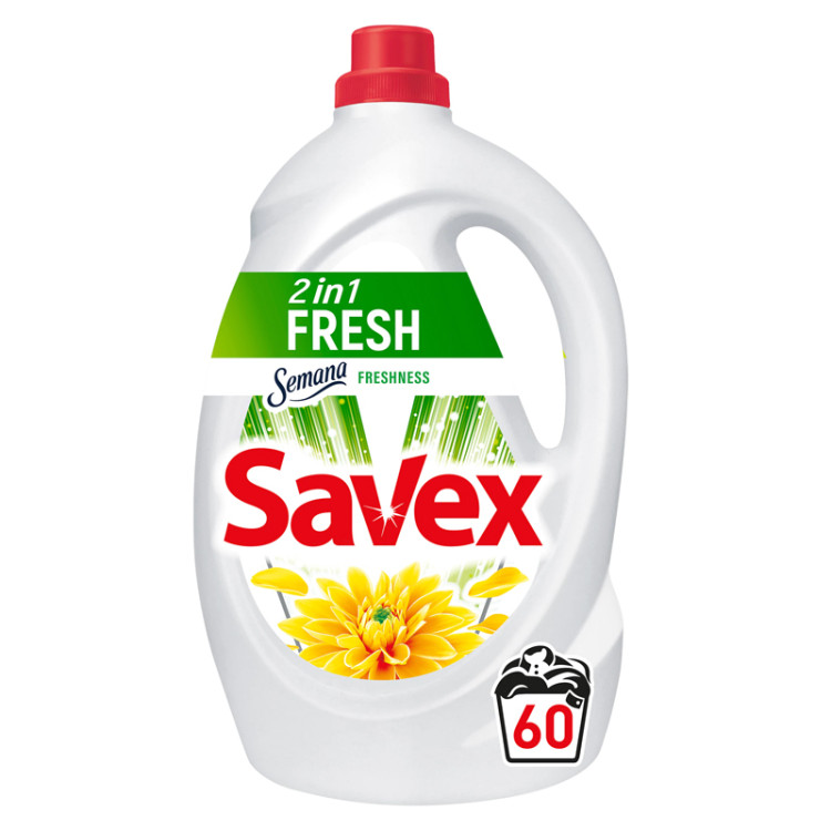 SAVEX 2in1 течен перилен препарат за универсално пране, 3300мл, 60 пранета