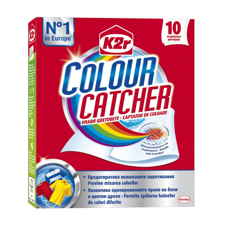 K2R цветоулавящи кърпички за цветно пране, 10броя