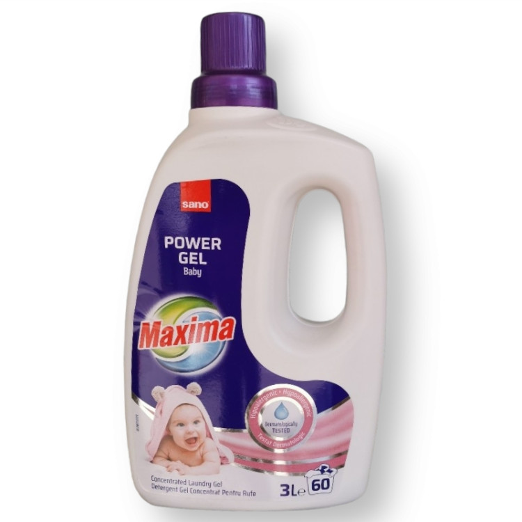 SANO MAXIMA гел за пране, Power gel, Baby, 60 пранета, 3 литра