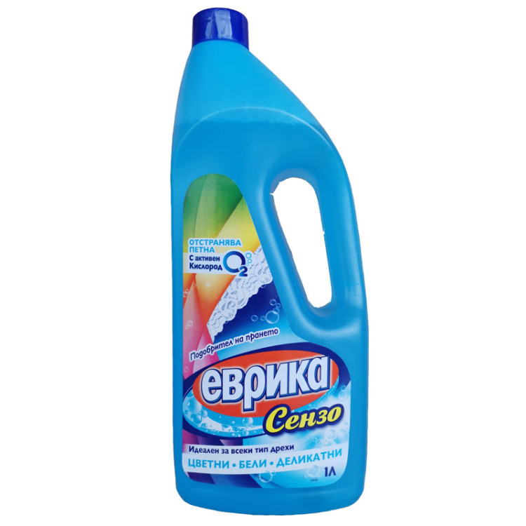ЕВРИКА сенсо течност против петна за цветни и бели дрехи, 1 литър