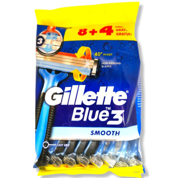 GILLETTE самобръсначка за мъже, Blue 3, Smooth, 12 броя GILLETTE самобръсначка за мъже, Blue 3, Smooth, 12 броя