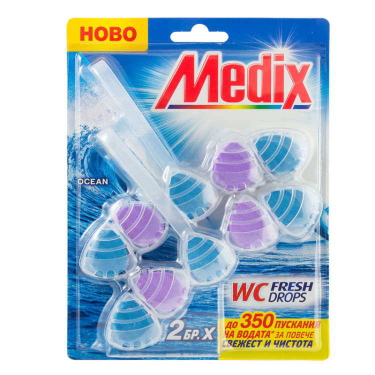 MEDIX ароматизатор за тоалетна чиния, Wc fresh drops, Океан, 2х55гр