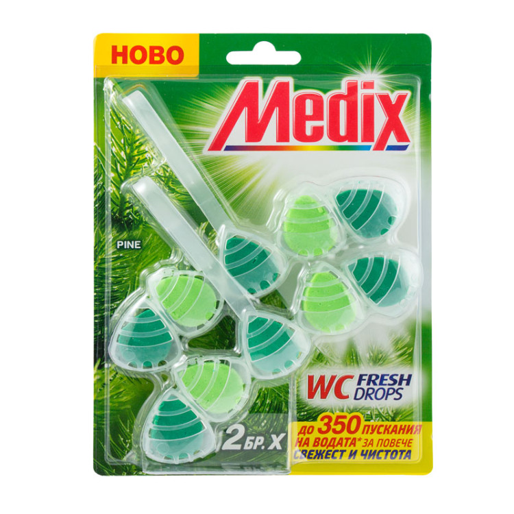MEDIX ароматизатор за тоалетна чиния, Wc fresh drops, Бор, 2х55гр