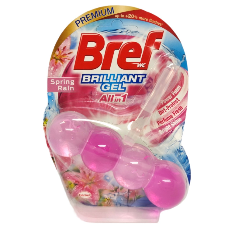 BREF ароматизатор за тоалетна чиния, Brilliant Gel All in 1, Spring Rain, 1 брой