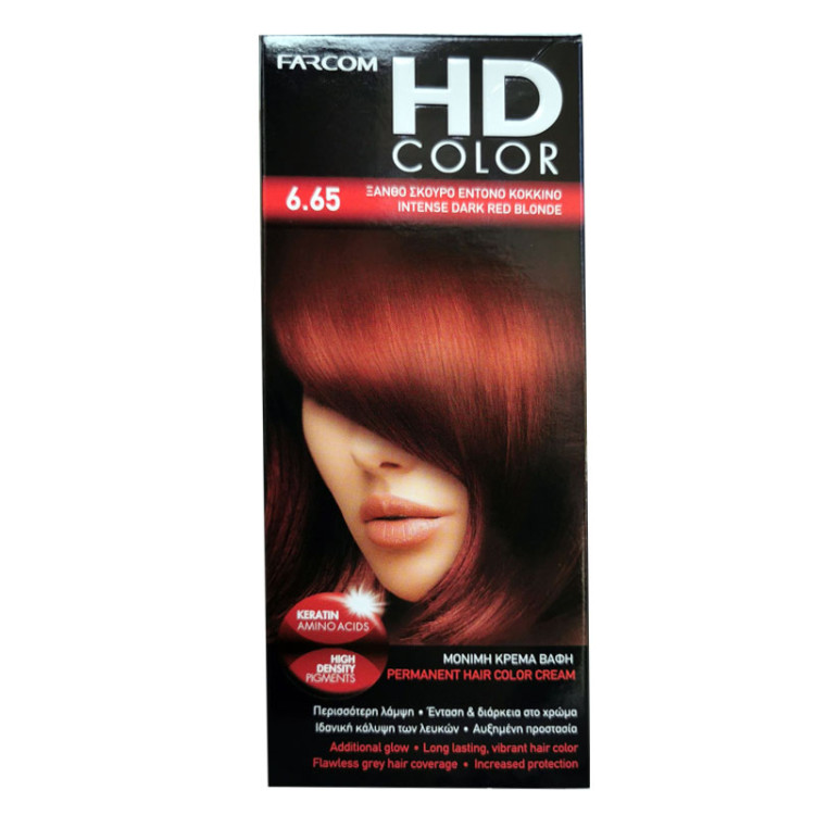 FARCOM HD color, Боя за коса, Номер 6.65, Intense dark red blonde
