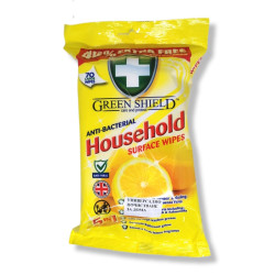 GREEN SHIELD мокри кърпи за универсално почистване на дома, Антибактериални, Лимон, 70 броя