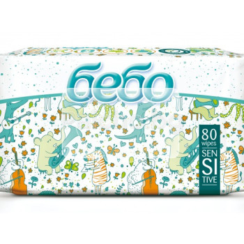 БЕБО бебешки мокри кърпи, сензитив, 80броя