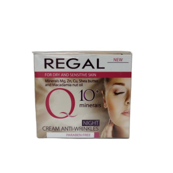 REGAL Q10 крем за лице против бръчки нощен, За суха и чувствителна кожа, С минерали и масло Ший REGAL Q10 крем за лице против бръчки нощен, За суха и чувствителна кожа, С минерали и масло Ший
