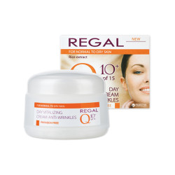 REGAL Q10 крем за лице против бръчки дневен, За нормална към суха кожа, С екстракт от ориз