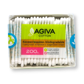 AGIVA памучни клечки с хартиен стик, 200 броя AGIVA памучни клечки с хартиен стик, 200 броя